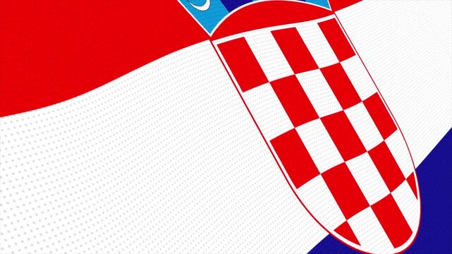 Flag of Croatia waving slowly in the foreground and moving upwards, croatia