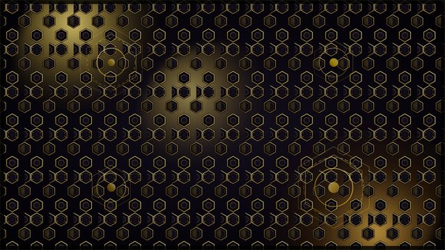 Abstract Geometric Golden Honeycomb Hexagon Pattern