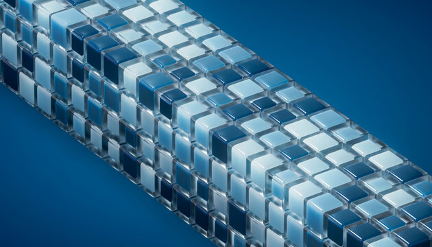 3D Blue Cube Grid