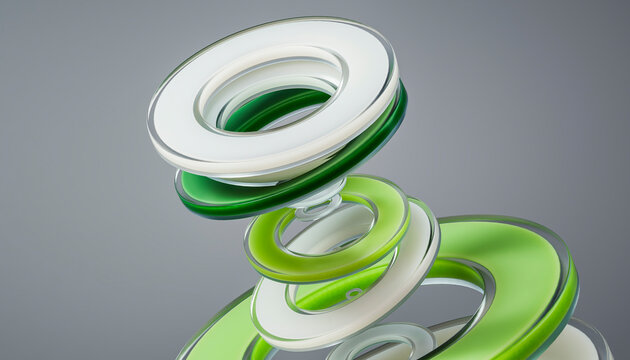 3D Green Ring Stack
