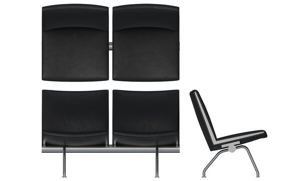 Sofa 2d for floor plan and cross-section view, Orthogonal, top, front and side view furniture transparent background render