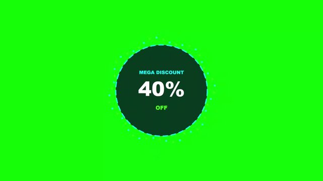 Mega Discount 40 Percent Off Promotional Banner on Vibrant Green Background for Retail Sale Marketing