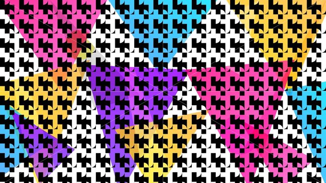 Neon Geometric Houndstooth Abstract Seamless Pattern