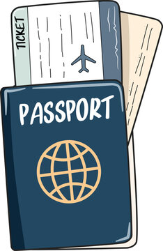 Blue passport with airplane tickets and boarding passes inside for international travel and vacation concepts

