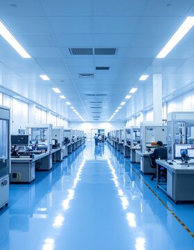 Sophisticated semiconductor manufacturing machinery operating inside a highly sterile Indian cleanroom facility
