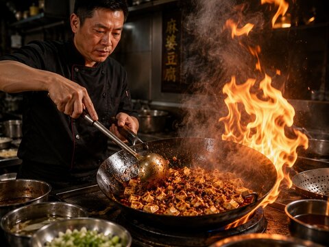 Authentic Chinese Mapo Tofu. For Chinese food, Asian cuisine, restaurant menus, food delivery, Sichuan cuisine, Asian comfort food