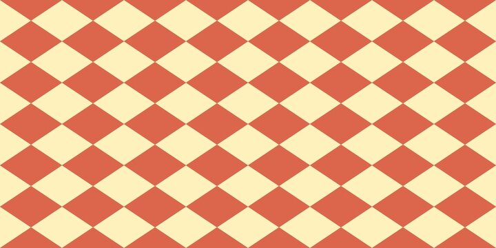 Geometric red and beige rhombus seamless checkerboard pattern background