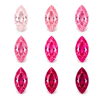 set of marquise gemstones in pink shade for crafting bedazzling decorating elements of crystal rhinestone