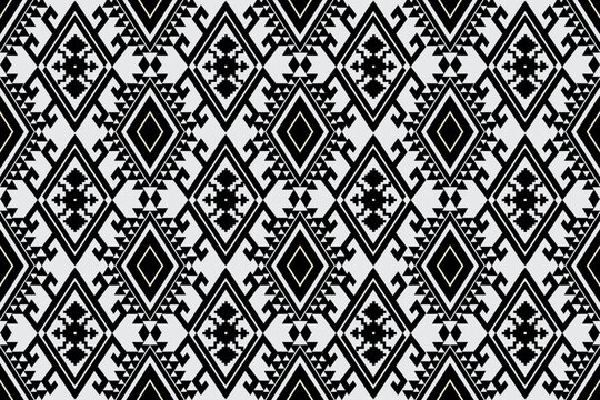 This image shows a traditional Thai fabric with an intricate geometric pattern. 