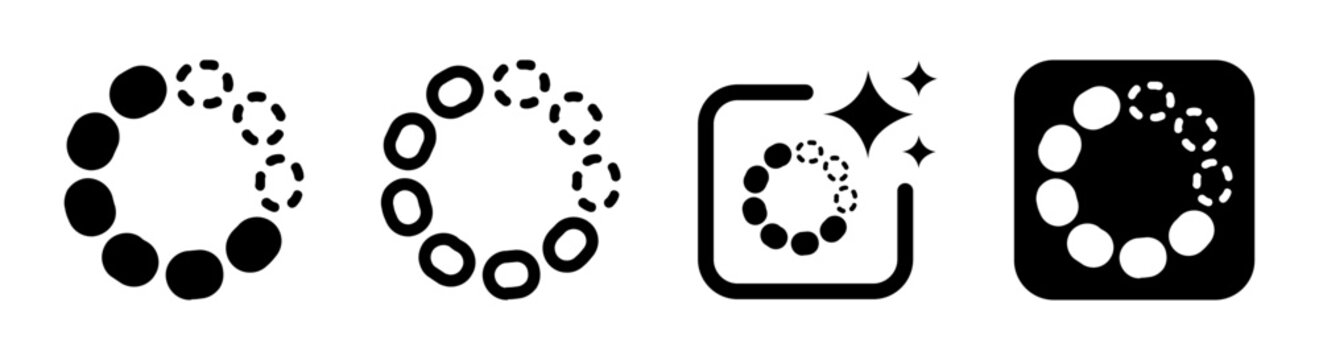 Loading spinner progress indicator icon inside a rounded black square representing waiting or buffering