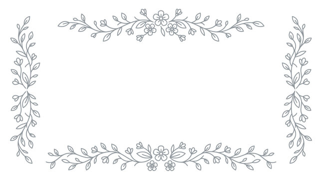 Elegant Floral Line Art Frame Vector