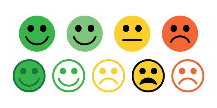 smiley feedback emoticon set vector icons mood tracker for survey ui ux