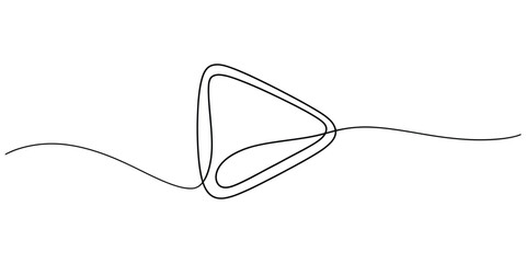 Fototapeta premium Continuous single line drawing of a play button icon for media player Vector, illustration