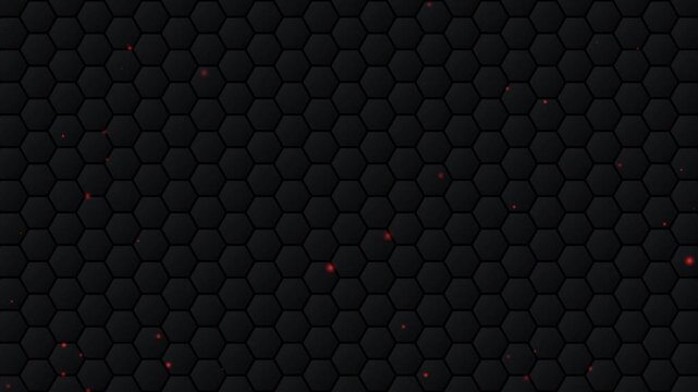 Abstract background with glowing red neon hexagonal honeycomb grid pattern texture