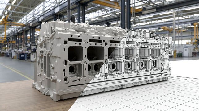Engine Cylinder Block Assembly in Factory Setting