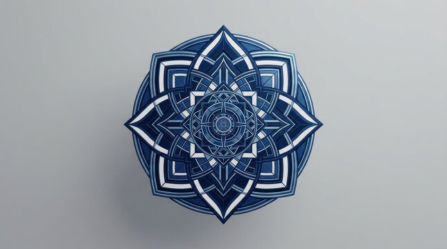 Intricate geometric mandala design in blue tones
