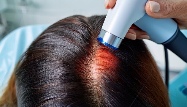digital scalp analysis for seborrheic dermatitis diagnosis using trichoscopy device professional evaluation of dandruff irritation redness and scalp condition in dermatology clinic