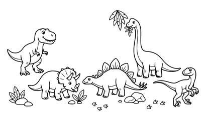 Educational Dinosaur Coloring Book for Children Elementary School Vector Illustration © Jami