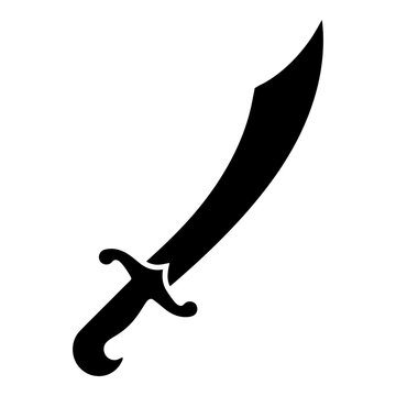 Scimitar solid glyph icon for weapon or pirate theme