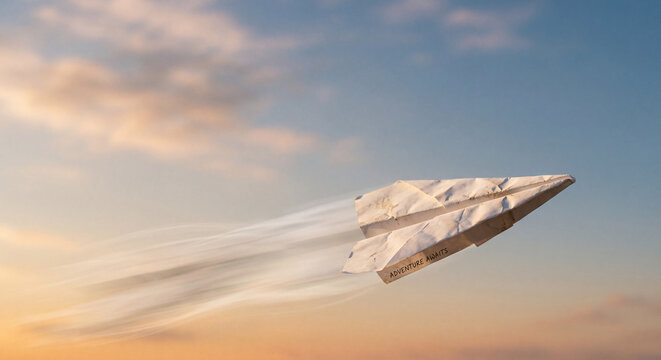 Crumpled Paper Airplane Smoothed Out Mid-Flight