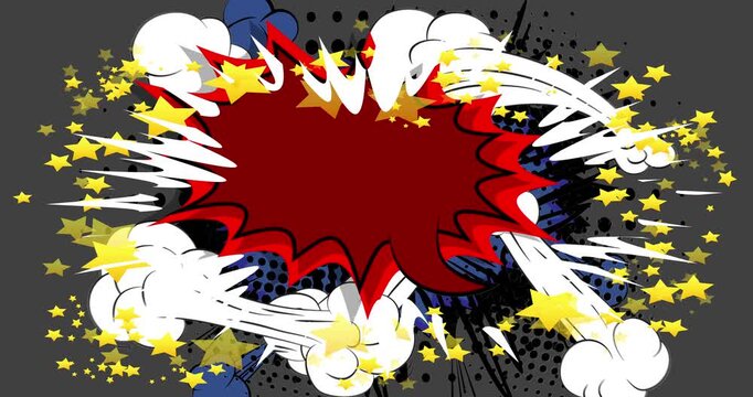 Cartoon background animation, comic book backdrop video. Retro comics pop art design.