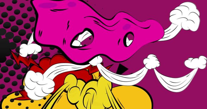 Cartoon background animation, comic book backdrop video. Retro comics pop art design.