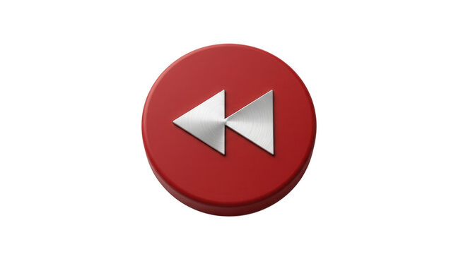 Media rewind navigation button cutout on transparent background