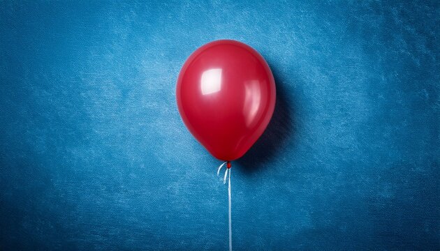 single red balloon against textured blue backdrop