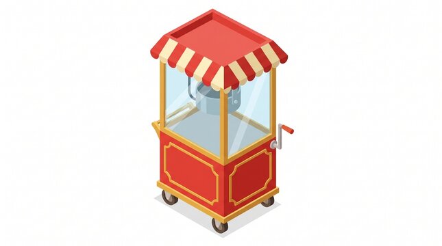Isometric illustration of a vintage style cinema popcorn maker machine