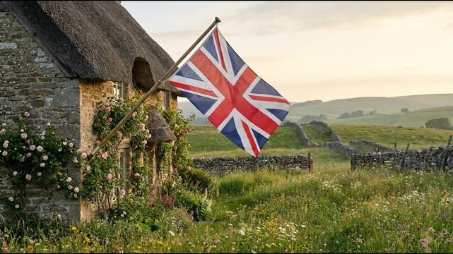 Cinematic waving flag of United Kingdom, Union Jack, England, British