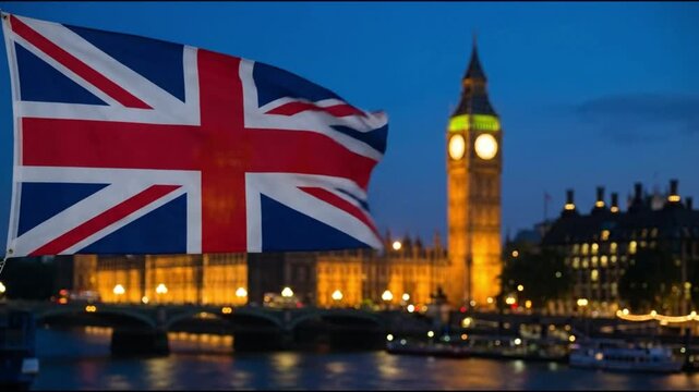 Cinematic waving flag of United Kingdom, Union Jack, England, British