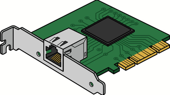 Pcie network card with ethernet port illustration