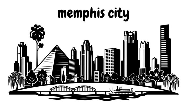 memphis city skyline urban architecture downtown landmark travel tourism america usa landscape metropolitan business culture modern historic destination famous district with mississippi river blues
