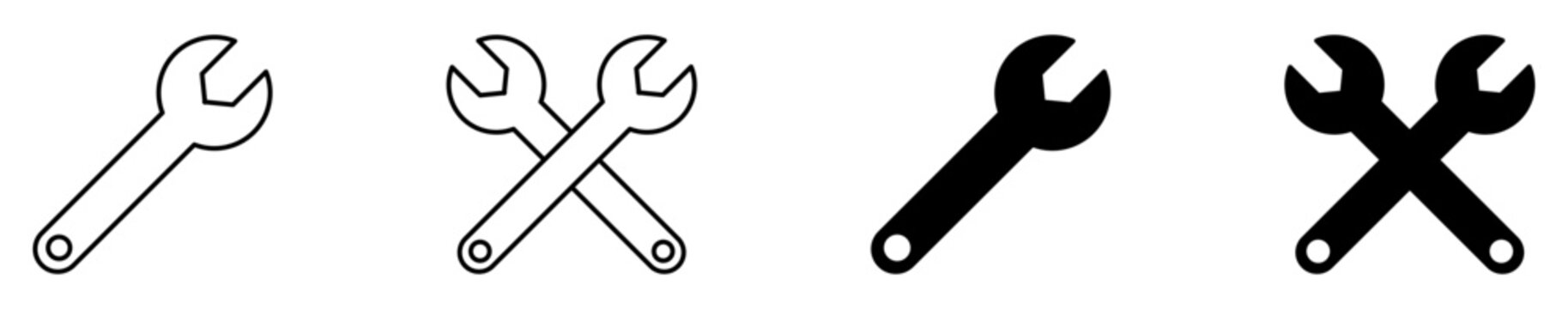 Wrench tool icons for repair, maintenance, service, mechanic, construction and engineering use.