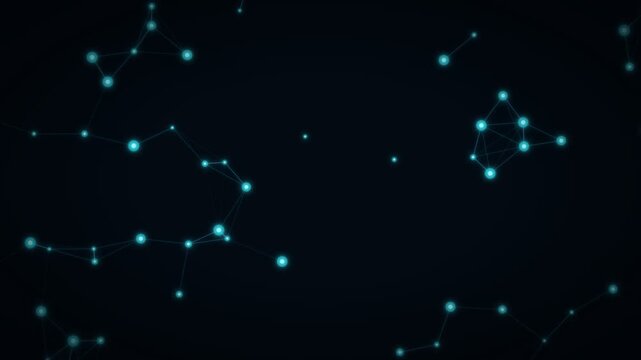 Abstract digital network with glowing blue nodes and connections representing cyber space data concept