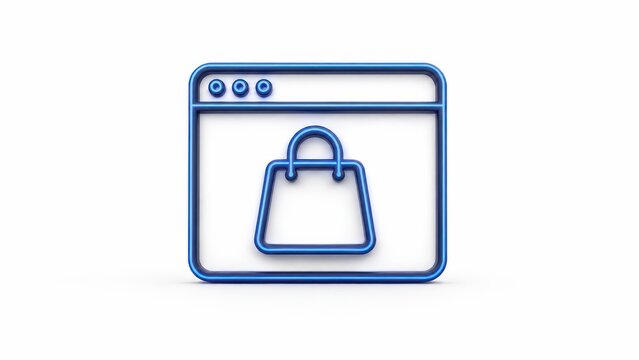 Online store browser icon with shopping bag
