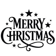 Obraz premium Merry Christmas Vintage Typography Vector Banner with Stars