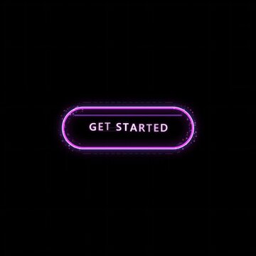 Glowing neon get started call to action button for website design elements