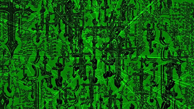 Green Minimal Signal Flux Abstract Techno VJ Loop Background