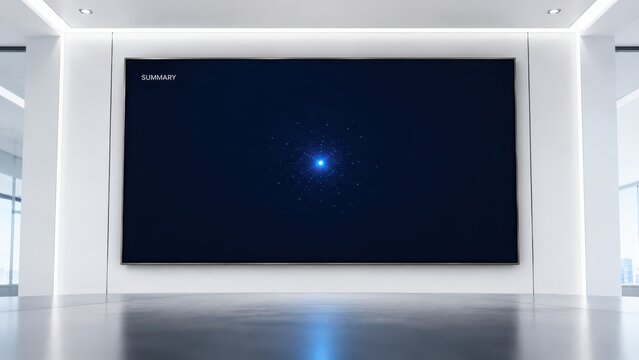 Large wall screen with central blue point glow