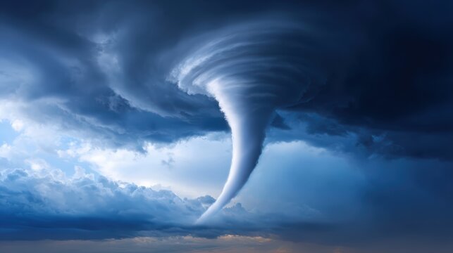 A powerful tornado twists under a dark, stormy sky, showcasing nature's raw force and dynamic weather patterns.