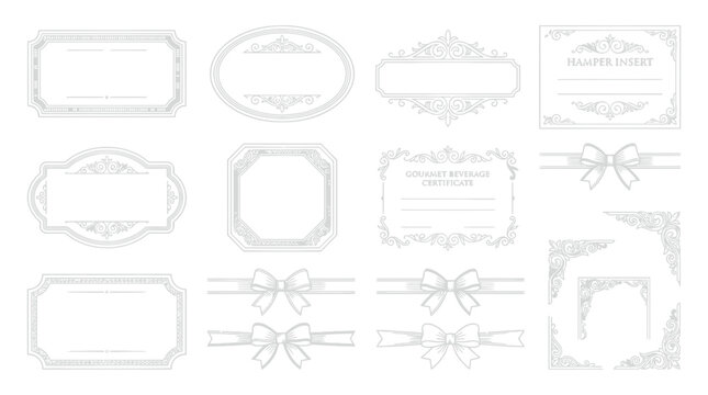 Ornate Decorative Borders, Frames, Ribbons, Corner Elements, Isolated