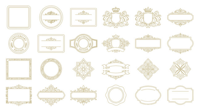 Ornate Decorative Frames & Emblems - Vintage Ornamental Design Elements