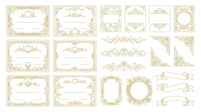 Ornate Decorative Elements: Certificates, Borders, Ribbons, Corner Flourishes