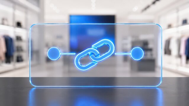 Transparent chain link connecting two blue nodes