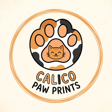 cat paw vector icon calico kitten footprint logo character cartoon ginger doodle illustration sign