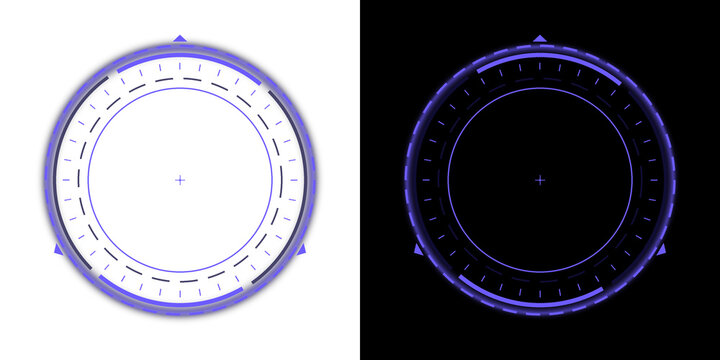 Indigo Sci-Fi HUD Circular Frame - Futuristic Digital Technology Ring