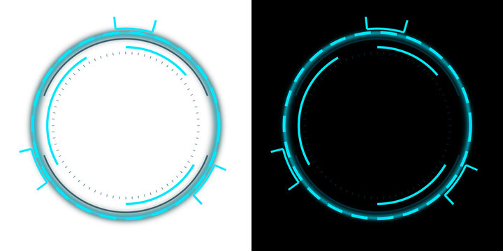 Cyan Sci-Fi HUD Circular Frame - Futuristic Digital Technology Ring