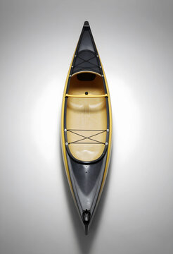 Adventure and outdoor recreation, yellow canoe for water sports and travel, top view of a kayak boat for leisure activity isolated on white background