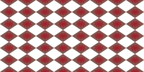 pattern, geometric, checkerboard, diamond, floral, motif, flower, repeat, seamless, black, pink, mauve, red, vintage, textile, fabric, wallpaper, background, design, illustration, ornament, decorative © Mr. Han Han